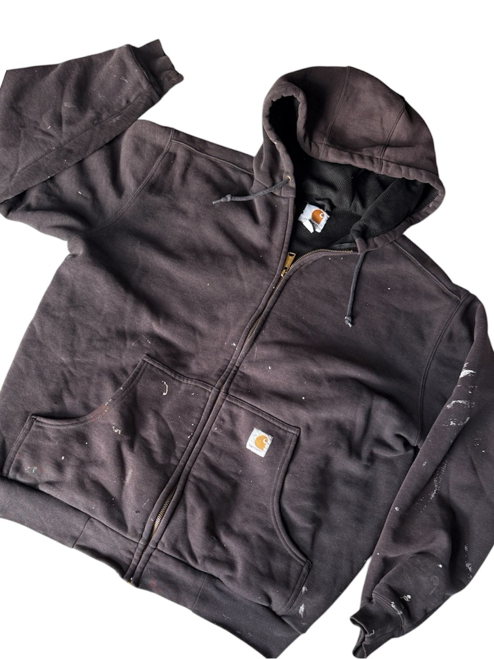 Carhartt Dark Brown Paint-Splatter Zip Hoodie